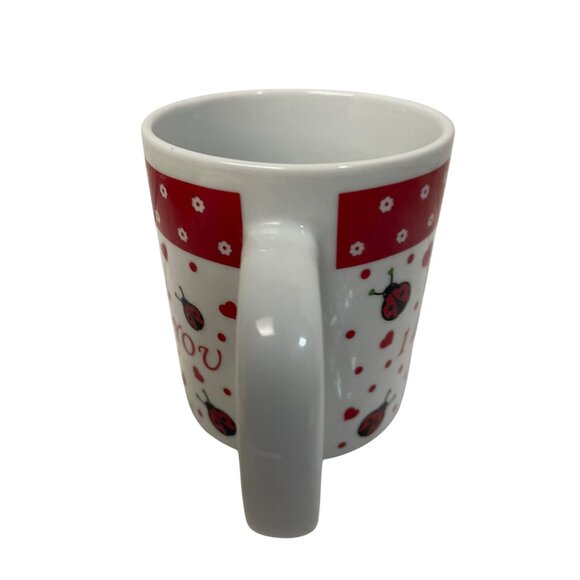 Ladybug Heart "I Love You" Ceramic Coffee Mug 11 Oz Red & White - Picture 8 of 9